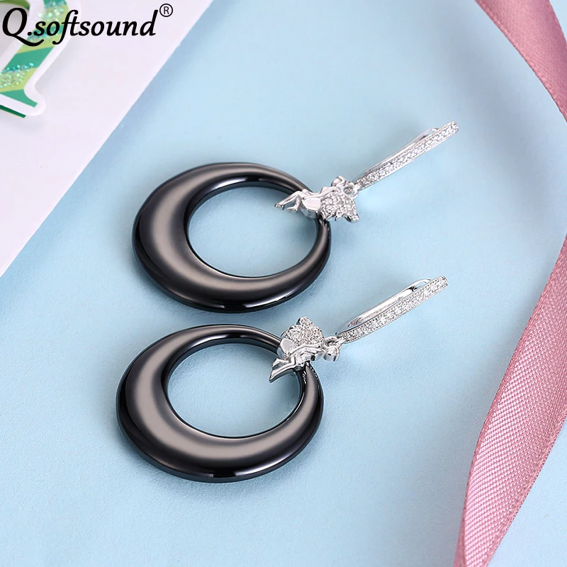 Женские керамические серьги-подвески Cute Angel из стерлингового серебра 925 пробы с