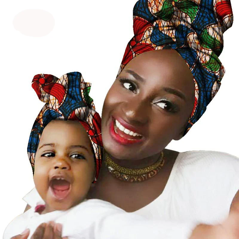 Комплект из 2 предметов для родителей и детей Африканский головной убор женщин