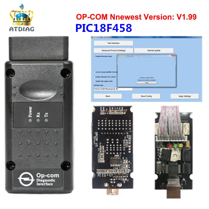 Новейший OPCOM V1.99 1 95 диагностический инструмент для O * pel OP COM V1.95 OP-COM с PIC18F458