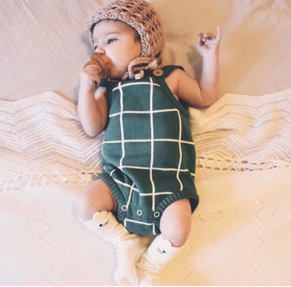 Вязаные Детские комбинезоны для мальчиков и девочек милый комбинезон