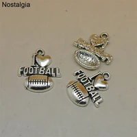 nostalgia 10pcs i love football accessories charms heart sports pendant jewelry making 2019mm
