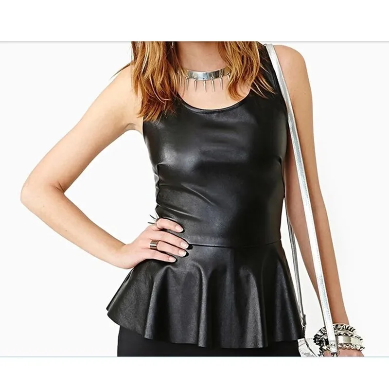 2016 Новая Мода Европейский Стиль Сексуальные женские Жилет Искусственной Кожи