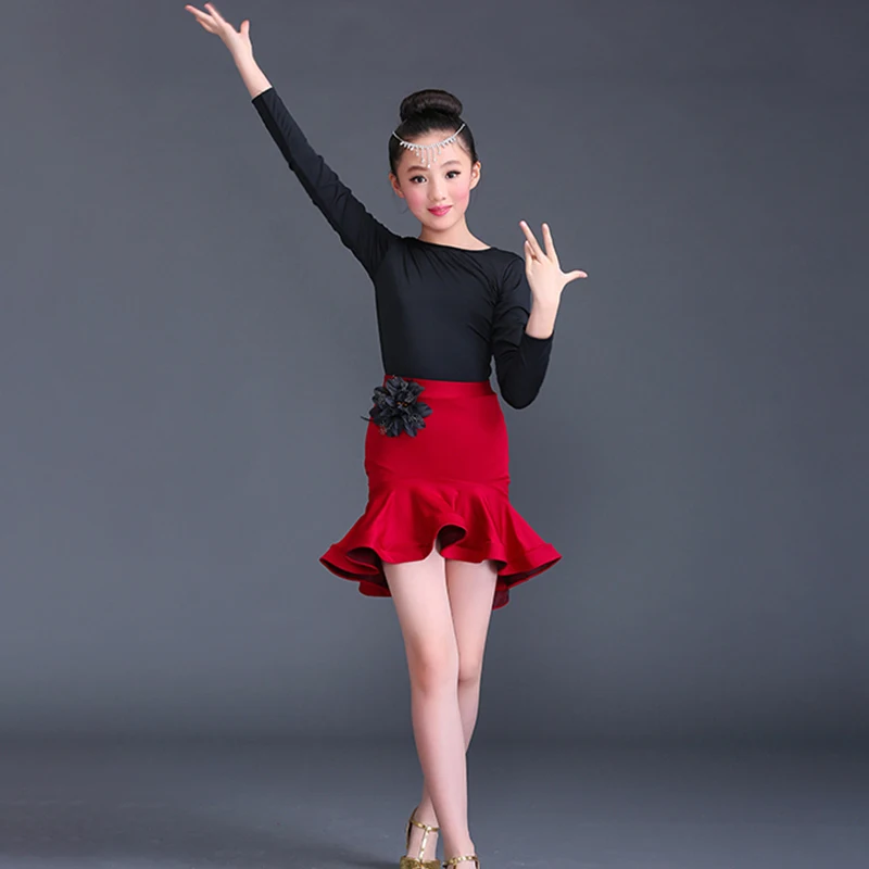 Танцевальная одежда для девочек платье латиноамериканской практики красная