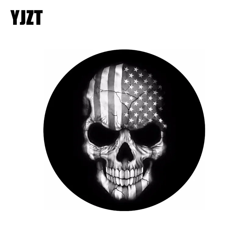 

YJZT 13,1 см * 13,1 см креативная американская военная тактическая Автомобильная Наклейка Флаг Череп Наклейка ПВХ 6-0401