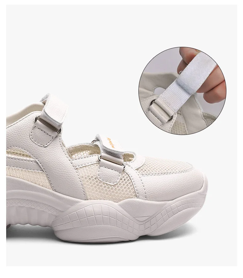 Повседневная Белая обувь; женские кроссовки на массивной платформе; chaussures femme; Модная брендовая женская обувь на массивной платформе; дышащая Бежевая обувь