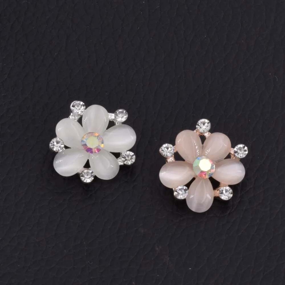 20 штук изысканный 18 мм цветок кошачий глаз розового золота сплава горный хрусталь Boutons пришить Одежда Кнопки Хвостовика одежда Аксессуары HK-375