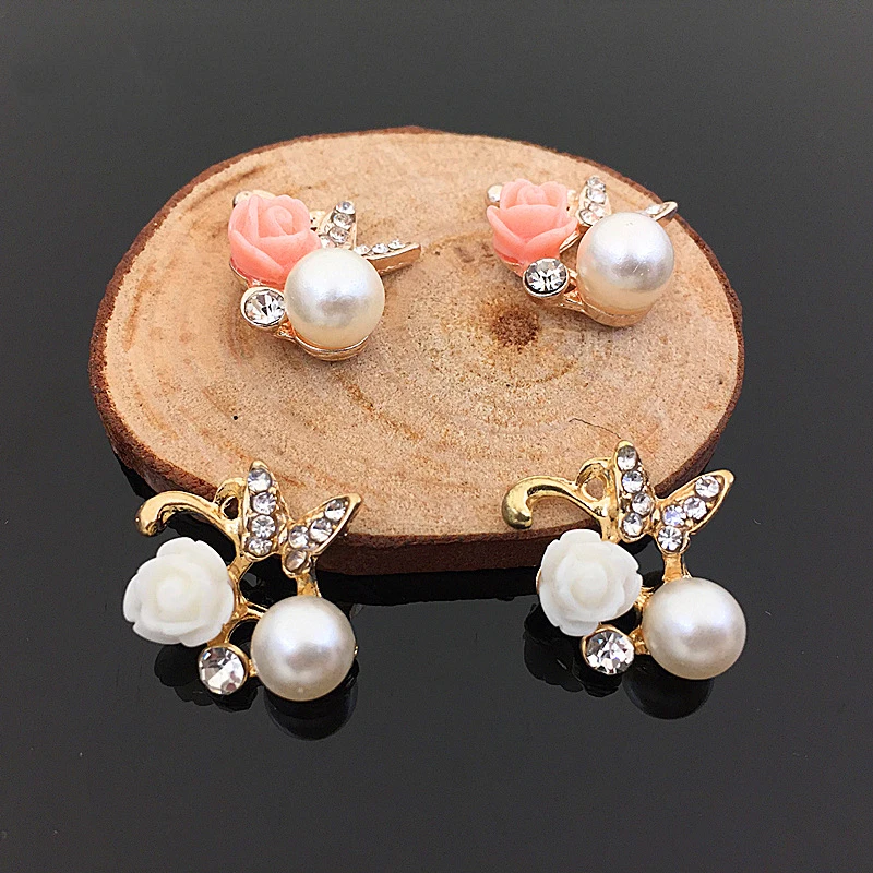 2016New 100 шт хрустальные стразы с бабочкой и цветами перламутровыми пуговицами для