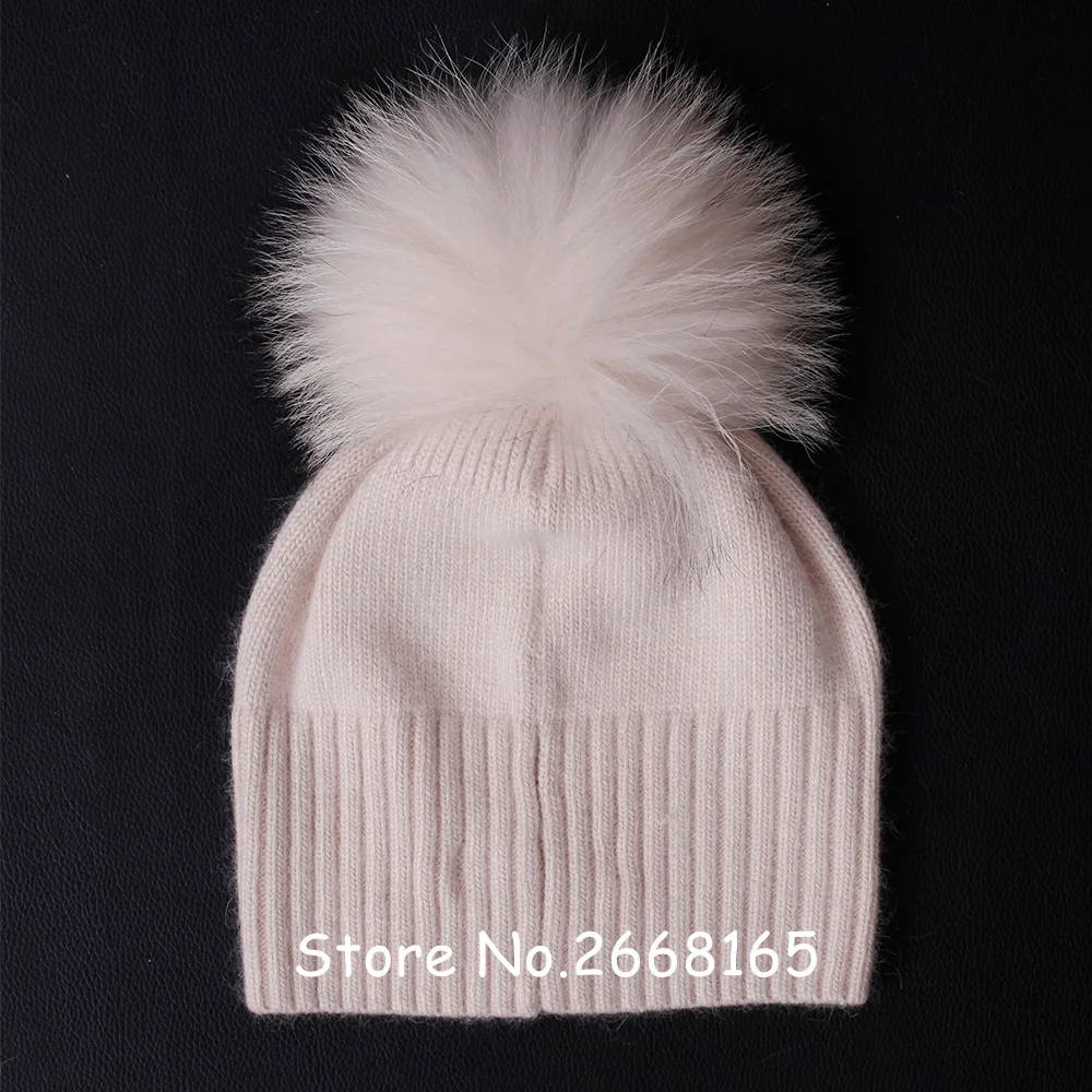 2016 Зимняя очень теплая шерстяная вязаная шапка с помпонами из натурального меха