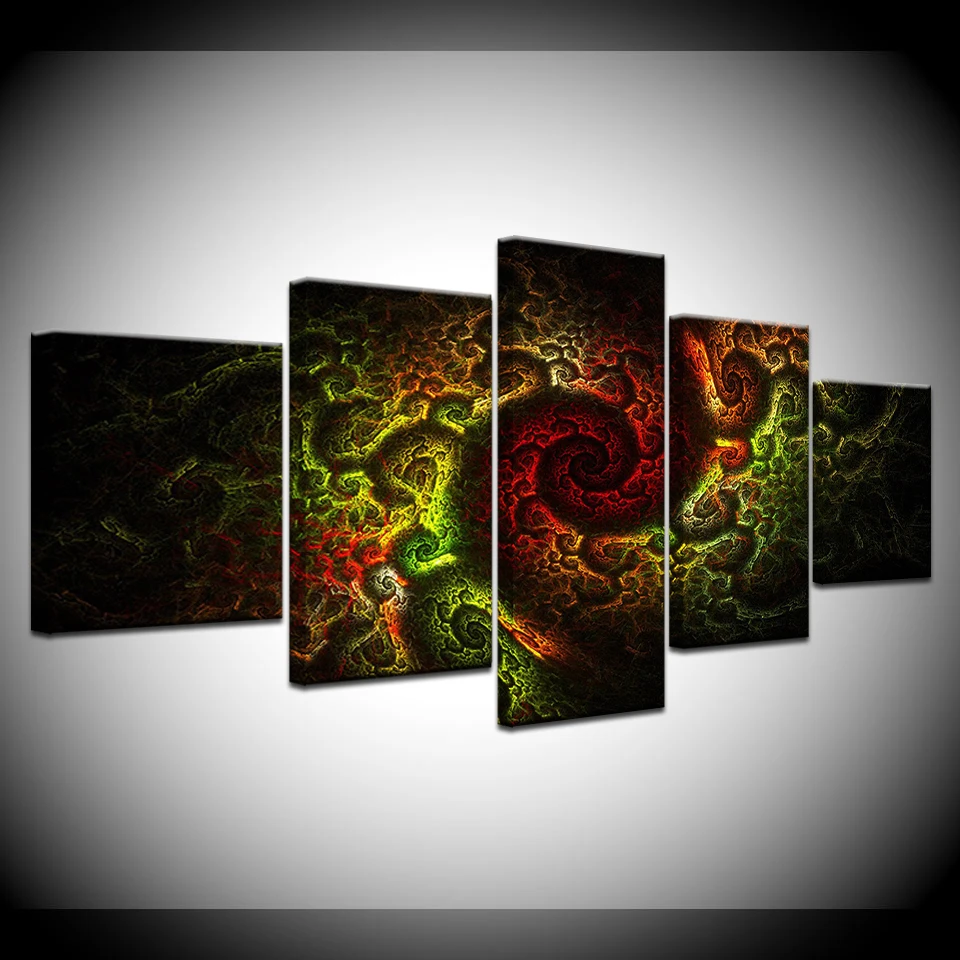 5 панелей модульный холст искусство абстрактная краска рисунок пятна Радуга