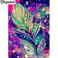 dispaint full squareround drill 5d diy diamond painting color feather scape 3d embroidery cross stitch home decor gift a12515