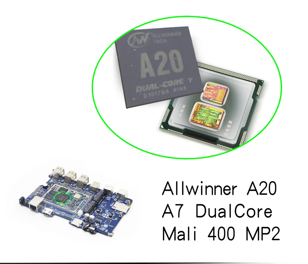 CubieAIO A20 все в одном MiniPC коробка с " lcd открытым исходным кодом Android Linux UART x4 USB x6 Allwinner A20, ARM демонстрационная плата
