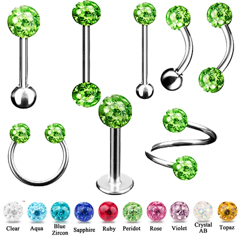 10 шт. Разноцветные серьги гвоздики с фианитом|lip stud|piercing body jewelrybody jewelry |