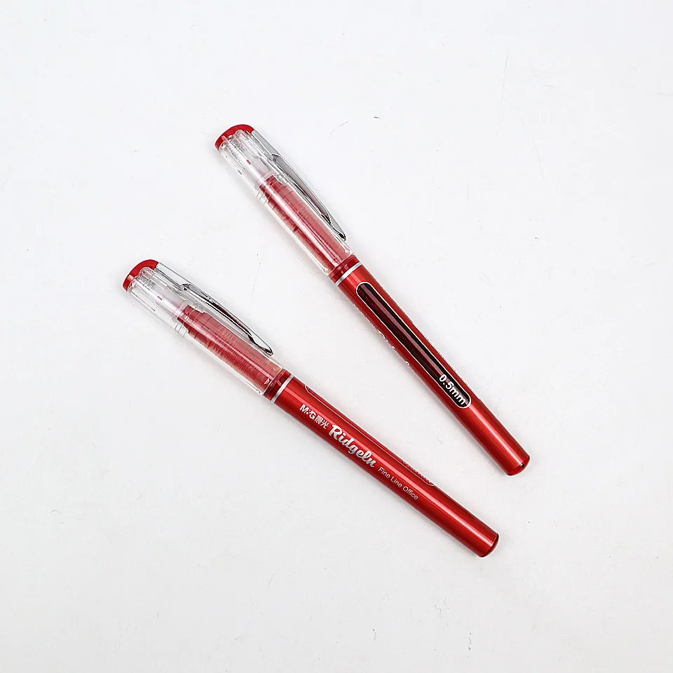 12pcs Red ink 12 шт./лот, гелевая ручка высокого качества, черные, синие и красные чернила, 0,5 мм, высокая емкость, очень хорошие гелевые ручки для письма, школьные офисные принадлежности - Цвет: 12pcs Red ink