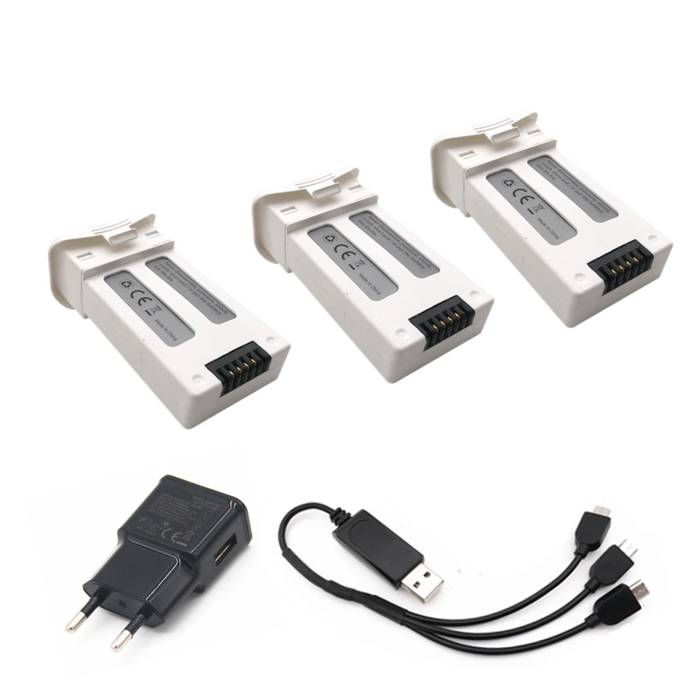 3Pcs 3.7V 1000mAh Li-ion Battery for SJRC S20W T25 RC Drone Quadcopter 903048 3.7Wh with 3-in-1 USB Charger For | Игрушки и хобби