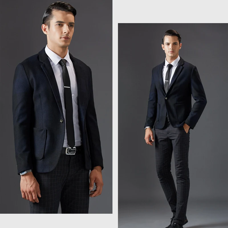 Мужской Модный повседневный облегающий Блейзер 2017 мужской деловой костюм куртка