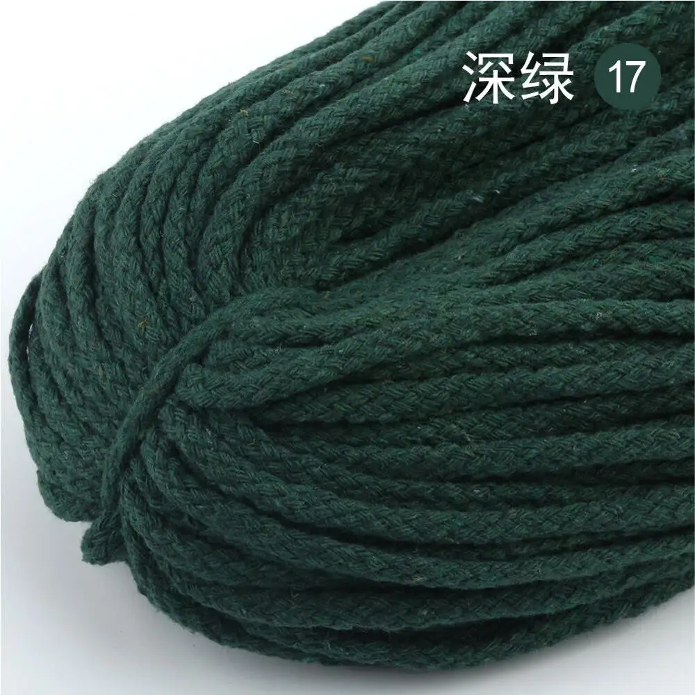 5M Dark Green 5 м/лот, 5 мм, толстый цветной декоративный витой шнур, чистый белый, красный, розовый, зеленый, черный, вязаный шнур, Котон, декоративная веревка - Цвет: 5M Dark Green