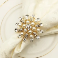 20pcslot hotel napkin ring round flower pearl napkin buckle christmas wedding party napkin circle desktop decoration