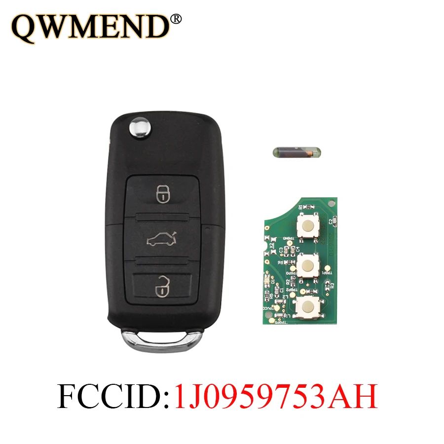 QWMEND 3 кнопки 434 МГц и ID48 полный дистанционный ключ DIY для SKODA Octavia Superb Yeti 2008-2014 1J0959753AH