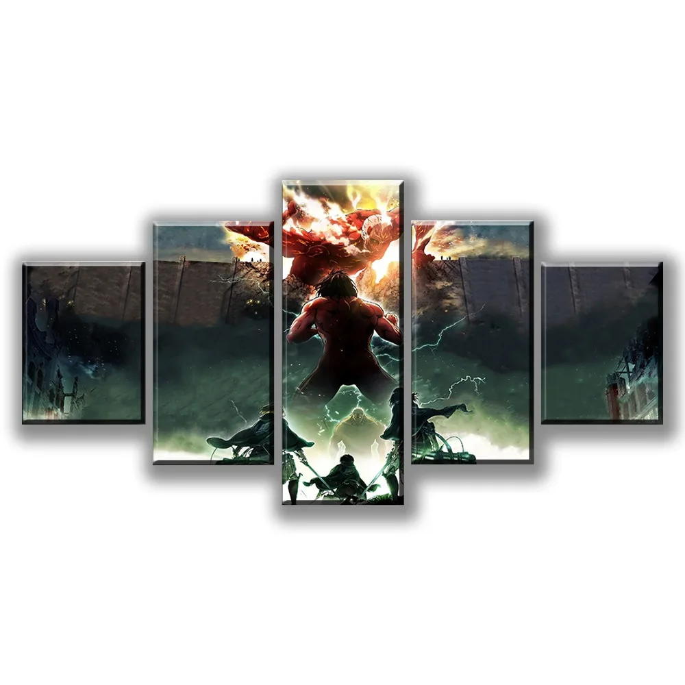 

Canvas Painting Printed Home Decoration Wall Art 5 Pieces Attack on Titan Modular Animation Poster Living Room Pictures Artwork