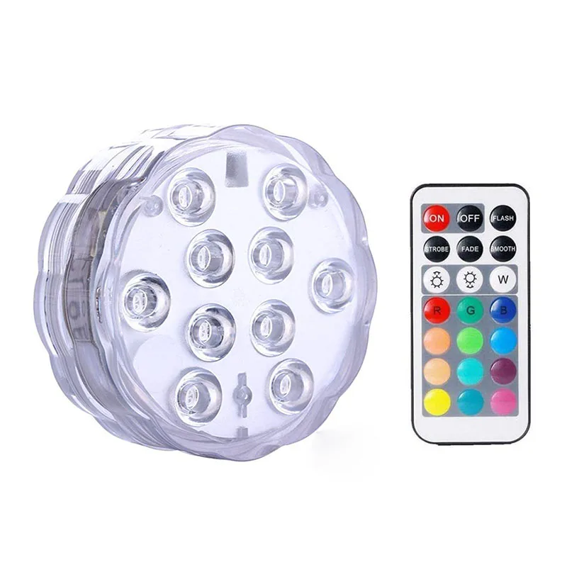 1 controller 1 Lamp 10 светодиодный s RGB погружной светильник подводный светодиодный Ночной светильник для бассейна светильник для улицы ваза для аквариума пруда Дискотека Свадебная вечеринка - Испускаемый цвет: 1 controller 1 Lamp