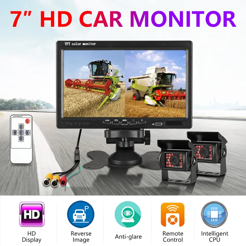Jansite 7 &quotавтомобильный монитор TFT LCD 2 канальный видео авиационная головка камера