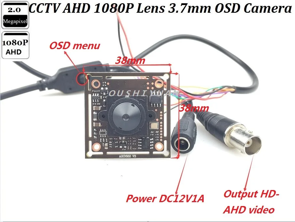 Камера видеонаблюдения SONY Sensor IMX 322 + NVP2441H HD AHD 1080P 2.0MP Lens 3 7mm OSD меню CCTV Security Mini DIY|sony