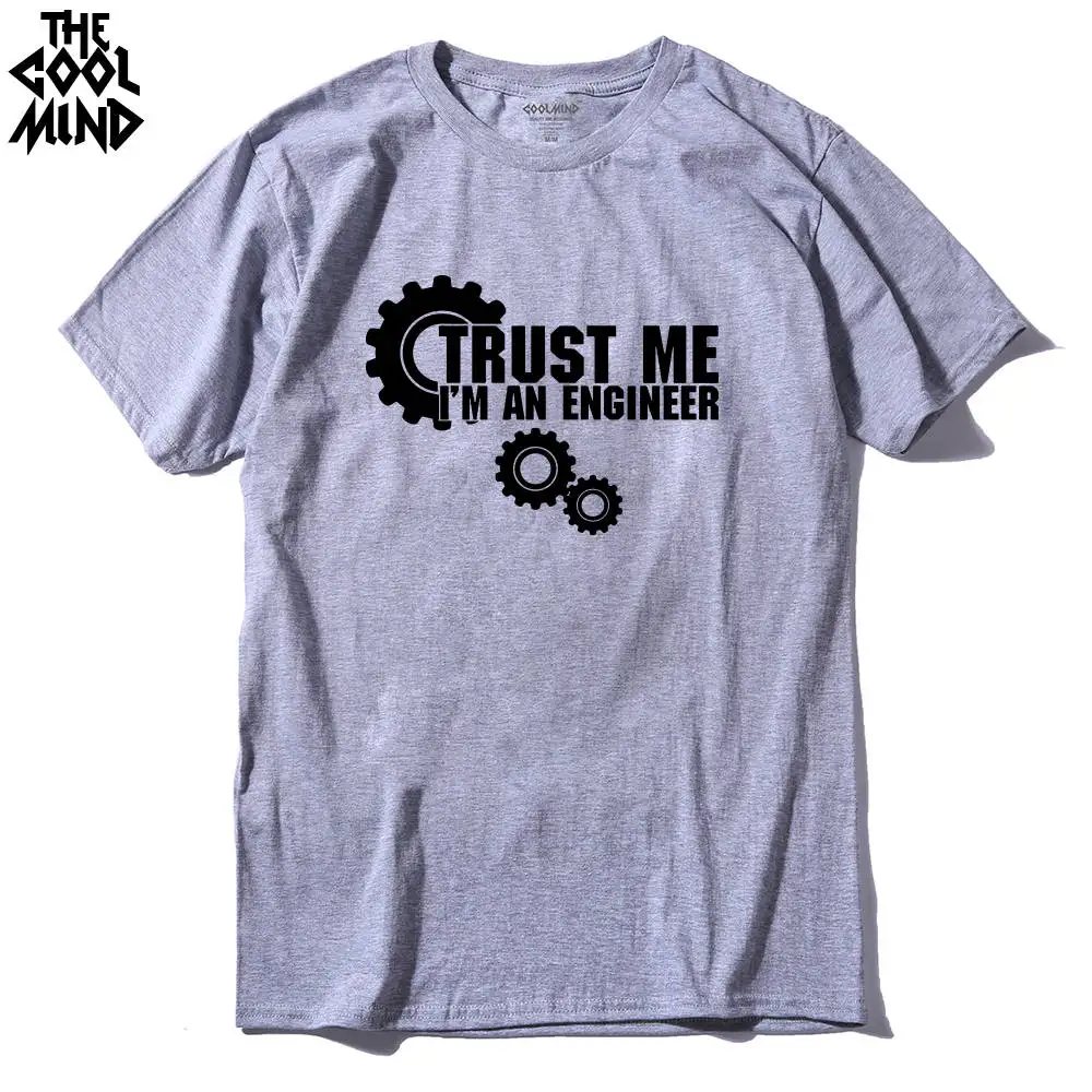 GREY COOLMIND TR0112A, Хлопковая мужская футболка с принтом «TRUST ME I AM AN engineer», повседневная мужская футболка с круглым вырезом, трикотажные топы, футболки - Цвет: GREY