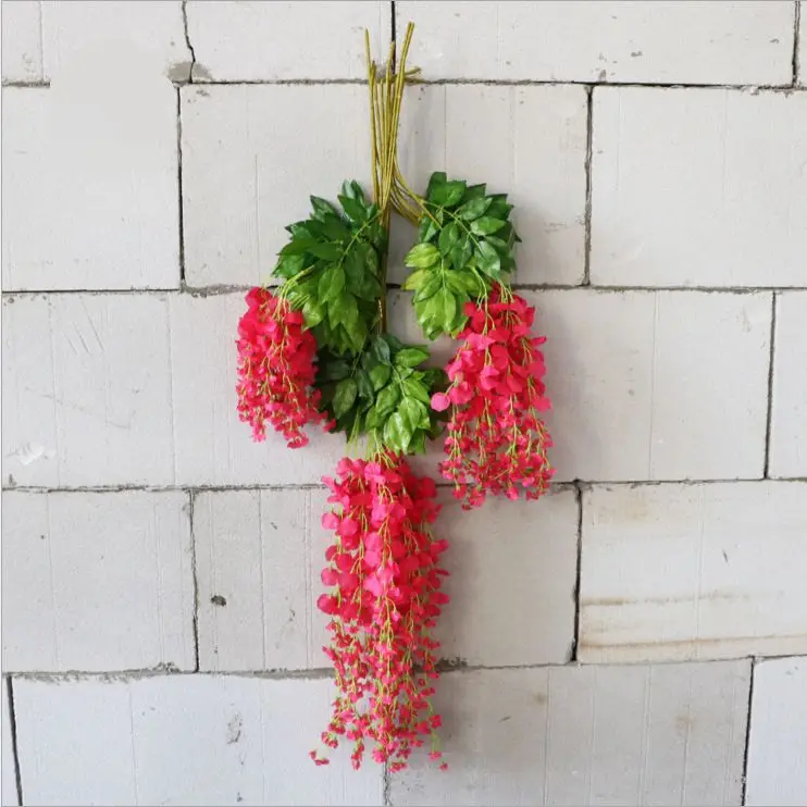 rose red 1 шт., 110 см, искусственные вицинии, фиолетовые цветы, ветви гороха, цветы для дома, вечерние, декоративные искусственные цветы, венок, растение - Цвет: rose red