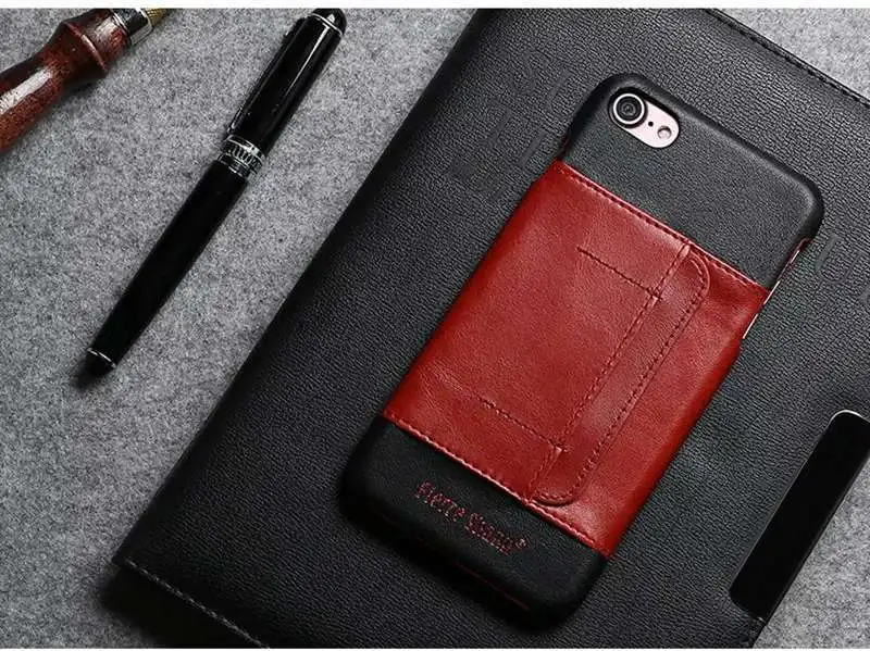 Red Чехол для iphone 7 8 plus apple Capa Funda Etui Роскошный кожаный чехол на заднюю панель мобильного телефона аксессуары Coque Shell carcasas слот для карт - Цвет: Red
