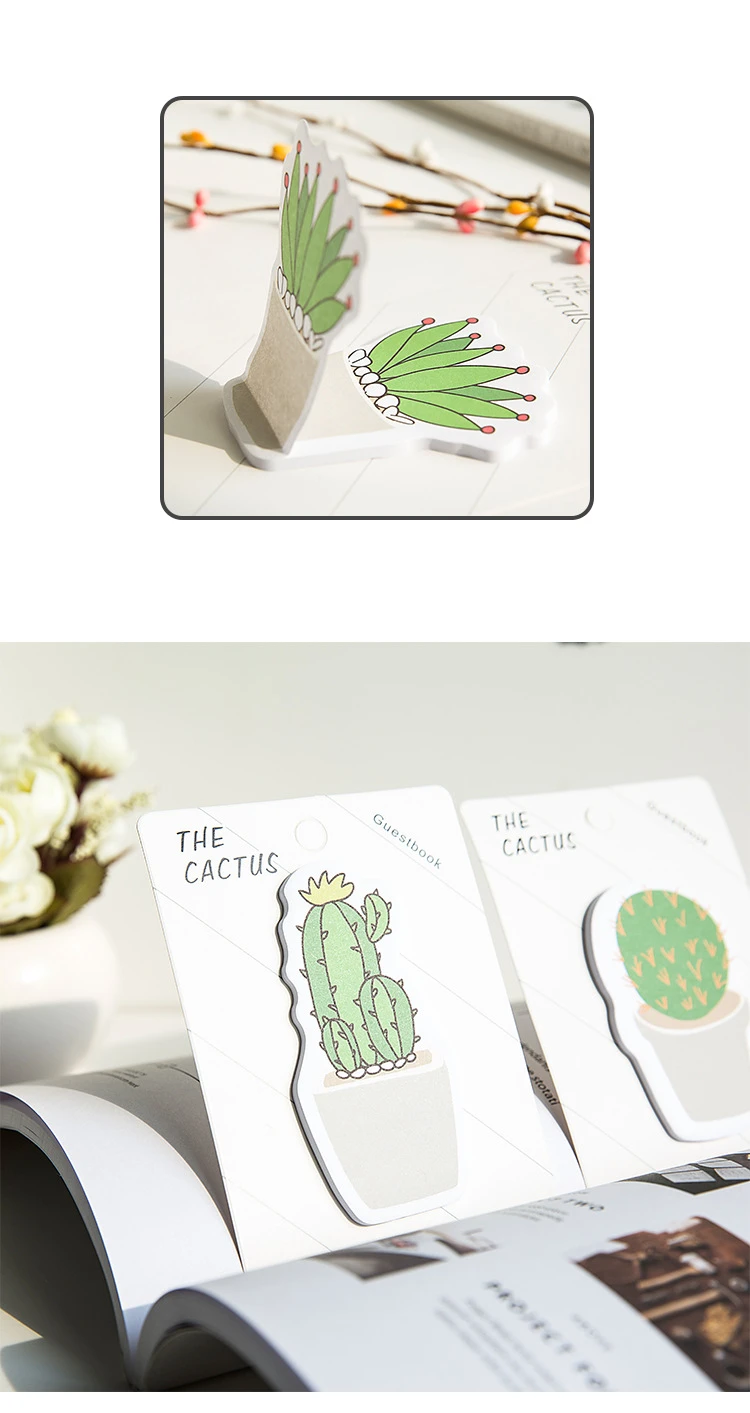 Cartoon Cactus Memo Pads Diary Stickers N Times post Office learning sticky Stickers Stationery Supplies
