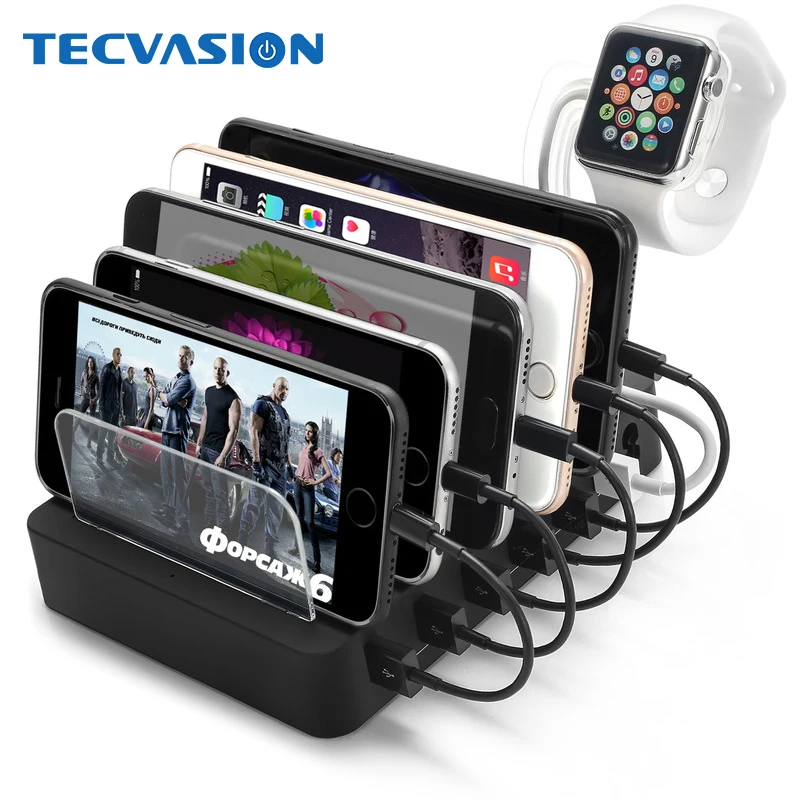 6 портовая USB зарядная станция для планшета док с подставкой 5 В 2 4 А 1