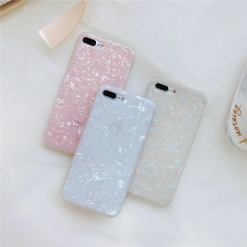 Okdeals Fashion Seashell texture Blu Ray IMD Phone Case for IPhone 8 Plus Smooth Pattern Iphone X 6 6S 7 Back Cover |