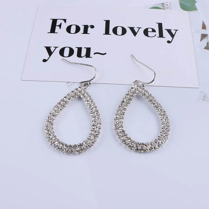 Элегантные серьги клипсы в форме капли с кристаллами Стразы не проколотые для