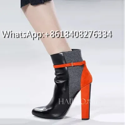 Женщины Ботильоны Смешанный Цвет Зима Сапоги Квадратный Каблук Куницы Моды