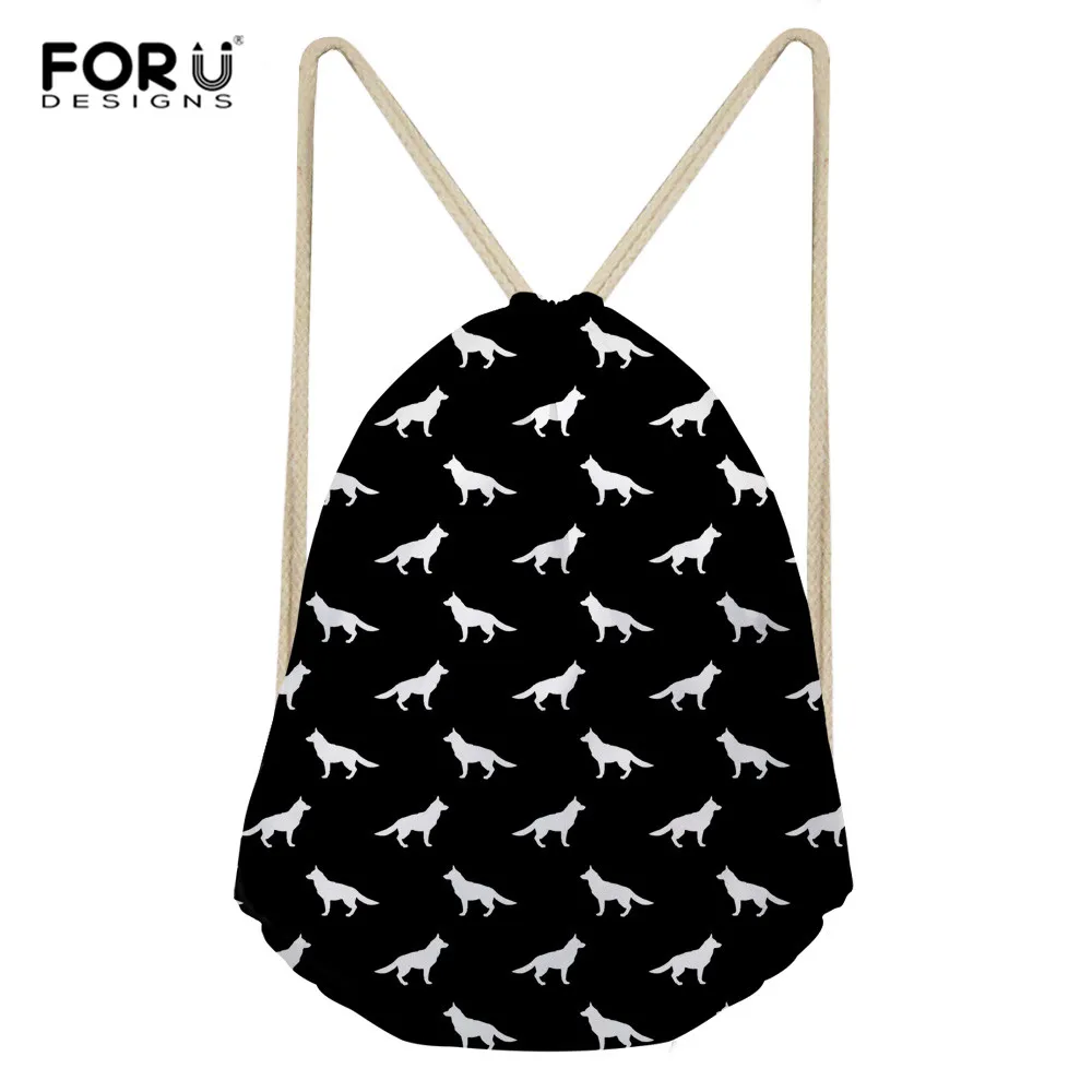 

FORUDESIGNS German Shepherd Drawstring Bags 3D Printed Cute Girls School Bags Drawstring Bag Sports Shoes Dance Bag Storage