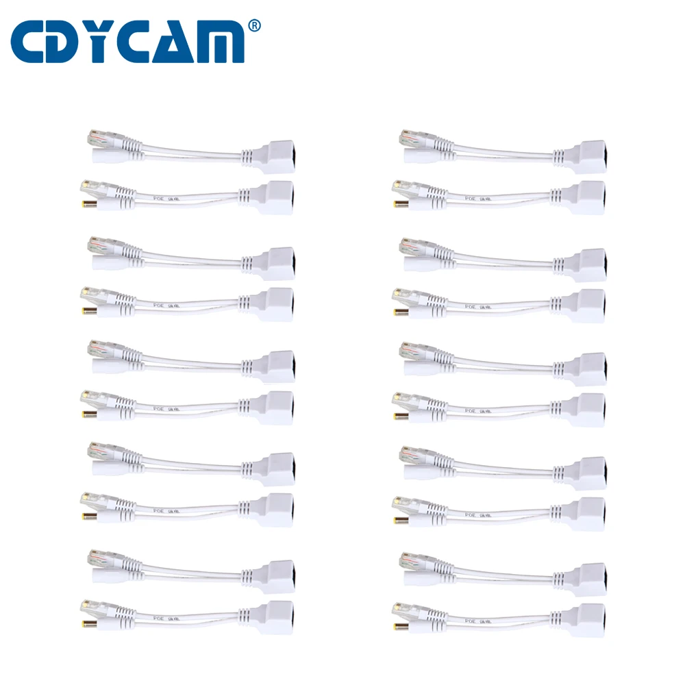 Cdycam 20 шт.(10 пар) кабель адаптер POE экранированный POE Коммутатор POE сплиттер инжектор питания 12-48 в сепаратор combiner POE7010