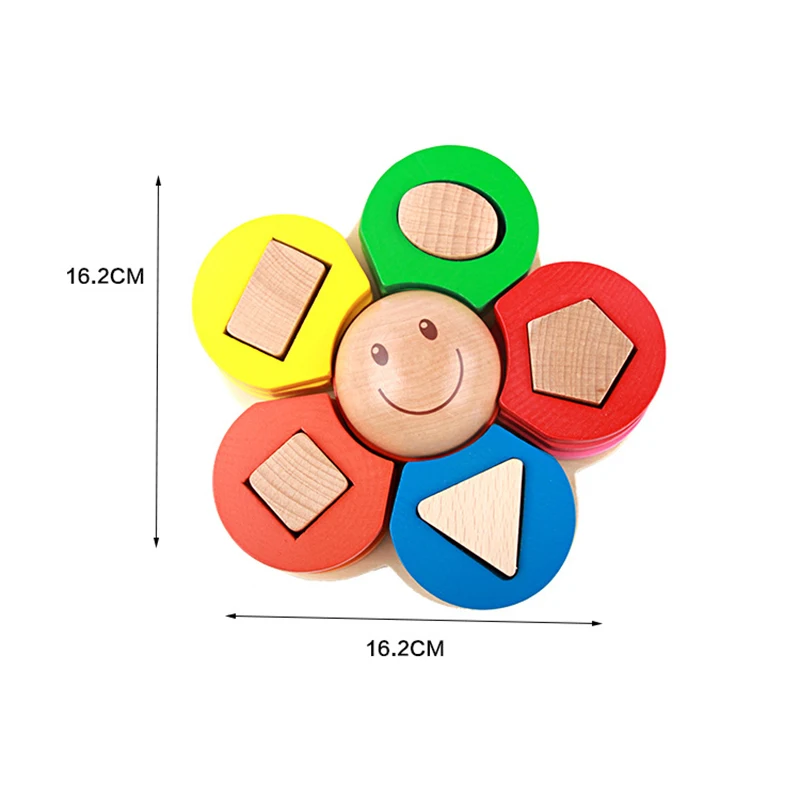 

Logwood colorful flower building blocks Geometric shape wooden toys Education Montessori Baby kids Cognition toy Unisex