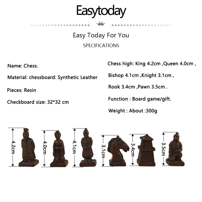 Easytoday шахматная игра набор смоляные шахматные кусочки Синтетическая кожа