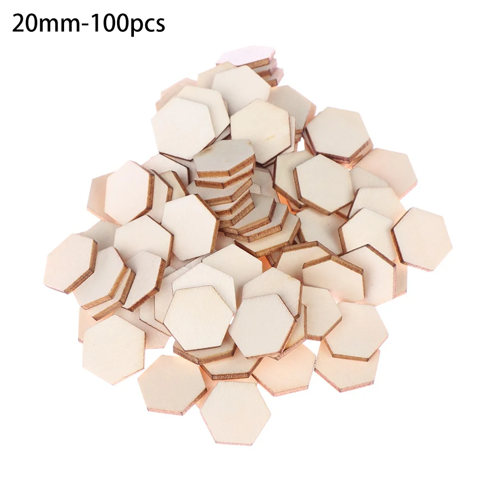 20mm-100pcs 50/100 шт древесины штук DIY лазерная резка украшение ремесло шестиугольная Форма декор украшения свадебные художественных ремесел - Цвет: 20mm-100pcs