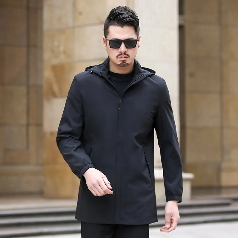Мужской Модный деловой Тренч повседневная куртка с капюшоном Размеры M до 5XL 6XL 2019