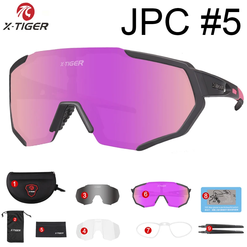 X-YJ-JPC05-5 X-TIGER женские 5 линз поляризованные велосипедные очки дорожный велосипед велосипедные солнцезащитные очки MTB велосипедные очки - Цвет: X-YJ-JPC05-5