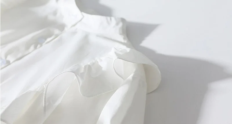 Рубашка женская белая с длинным рукавом и стоячим воротником|Блузки| |