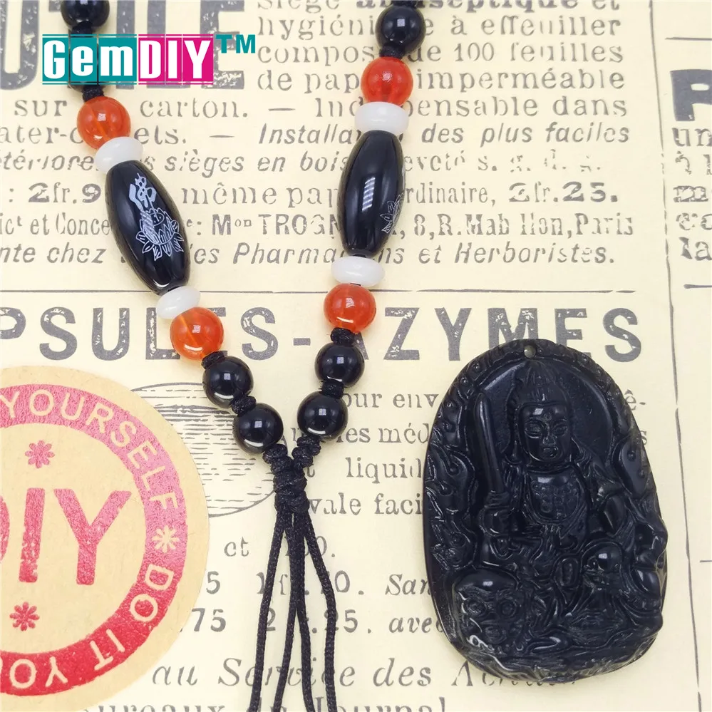 Модные Природные обсидиана Радуга кулон Цепочки и ожерелья Удачный Будда Амулет