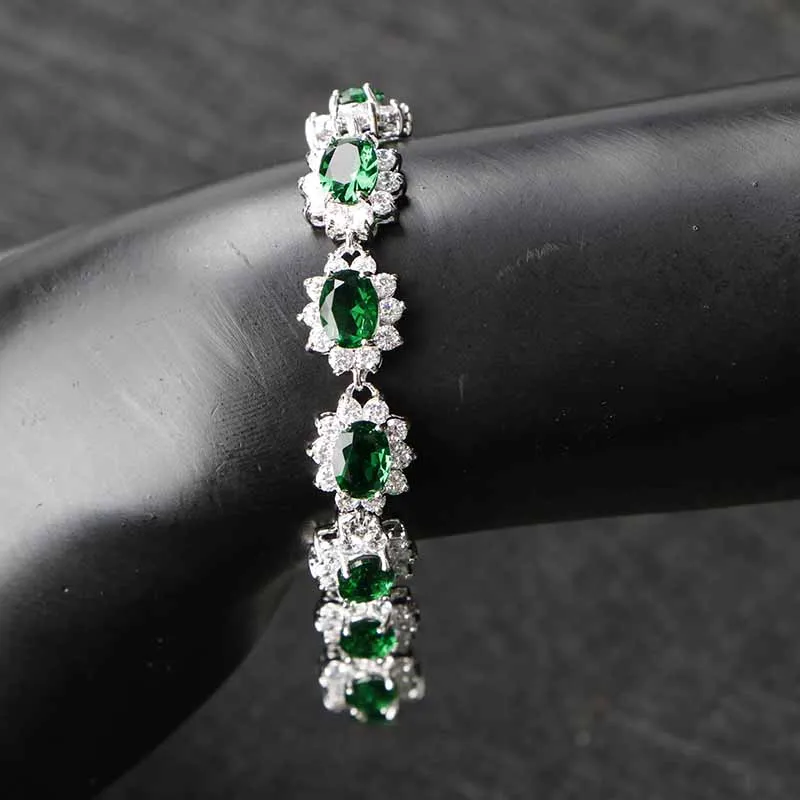 Separate bracelet Зеленый кубический цирконий серебро 925 ювелирные наборы рождественские серьги/кольца/кулон/ожерелье/браслеты наборы для женщин Gfit коробка - Окраска металла: Separate bracelet