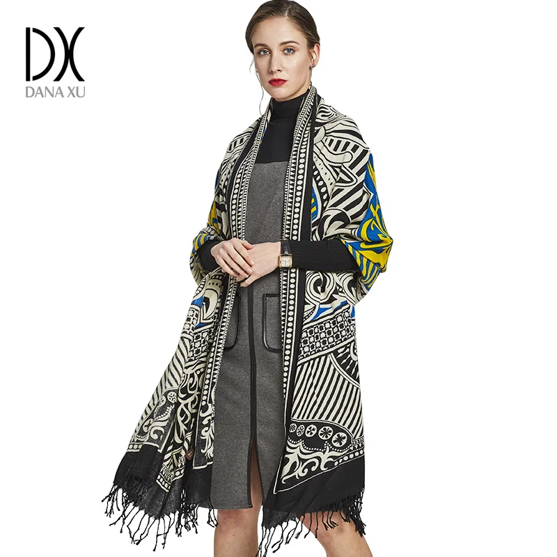 Зимний роскошный брендовый клетчатый кашемировый шарф Женский одеяло большого