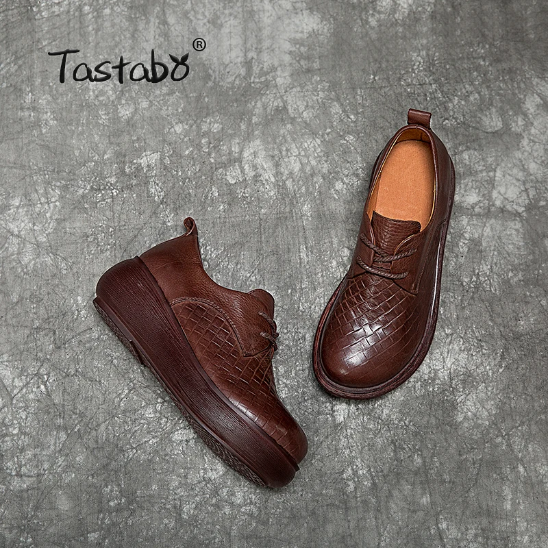 Tastabo/Женская обувь из натуральной кожи; коллекция года; сезон весна-лето; стиль; Винтажная обувь ручной работы; Повседневная простая обувь на плоской платформе