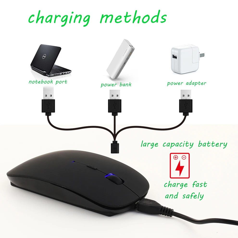 Перезаряжаемые Беспроводной Мышь T5 Slient кнопкой ультра тонкий Mute оптическая