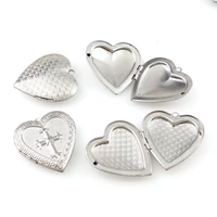 1 pieces stainless steel heart shaped photo locket charm pendant for necklace diy hand made jewelry making