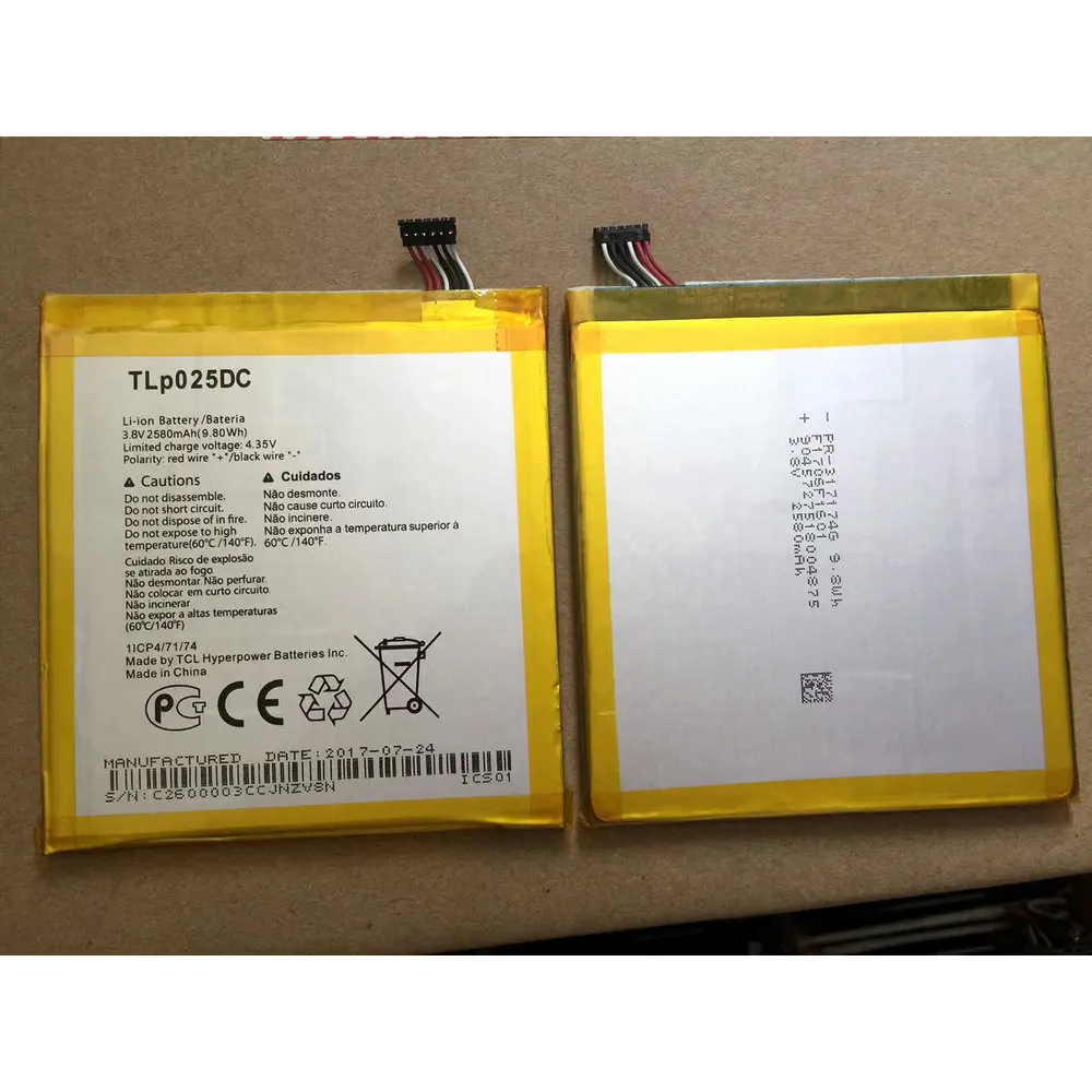 Высококачественный аккумулятор TLp025DC 2580 мАч для смартфонов Alcatel Pixi 4 6 0 OT 9001A 9001X 9001D