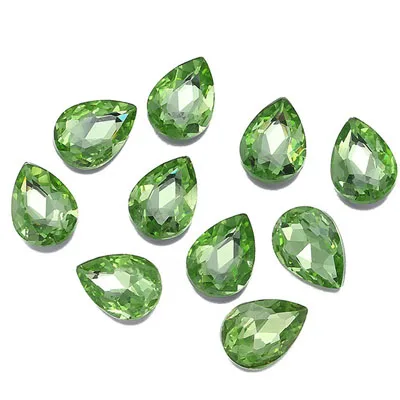 peridot 20x30 мм, форма в виде капли Piontback швейные стразы из блестящего стекла камни и кристалл страз ремесла DIY пришить стразы для одежды - Цвет: peridot